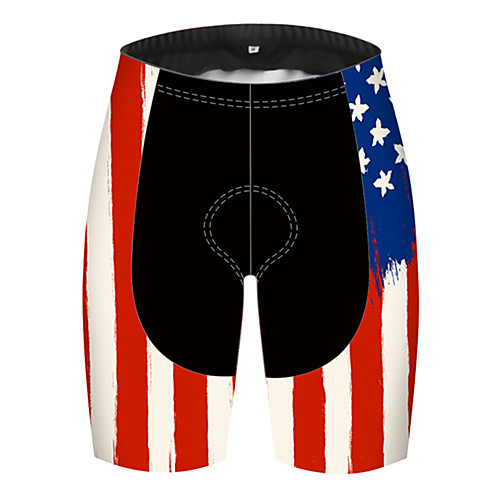 

21Grams Men's Cycling Shorts Summer Spandex Polyester Bike Shorts Pants Padded Shorts / Chamois 3D Pad Ultraviolet Resistant Quick Dry Sports American / USA USA National Flag Black / Red Mountain