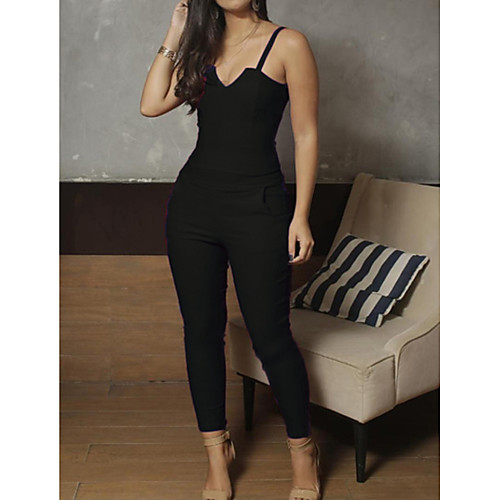 

Women's Black Blue Wine Jumpsuit Solid Colored