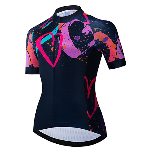 

21Grams Women's Short Sleeve Cycling Jersey Summer Spandex Polyester Black / Red Heart Solid Color Novelty Bike Jersey Top Mountain Bike MTB Road Bike Cycling UV Resistant Quick Dry Breathable Sports