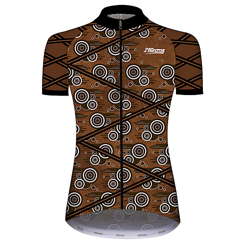 

21Grams Women's Short Sleeve Cycling Jersey Summer Spandex Polyester BrownGray Solid Color Geometic Bike Jersey Top Mountain Bike MTB Road Bike Cycling UV Resistant Quick Dry Breathable Sports