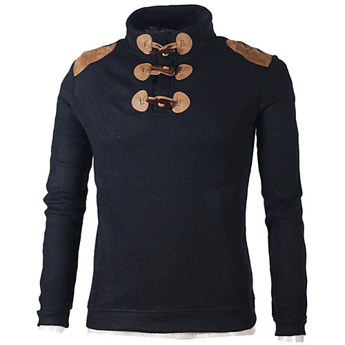 

Men's Solid Colored Pullover Long Sleeve Sweater Cardigans Deep U Winter Black Dark Gray