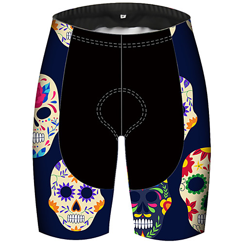

21Grams Men's Cycling Shorts Summer Spandex Polyester Bike Shorts Pants Padded Shorts / Chamois Ultraviolet Resistant Quick Dry Breathable Sports Sugar Skull Skull Floral Botanical Black / Blue
