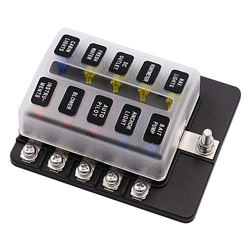 

32V Car Automatic circuit breakers / 1 in 10 out Fuse Box with LED Indicator Light Screw Terminal Block / Send Double Fuse / Environmental Protection Material