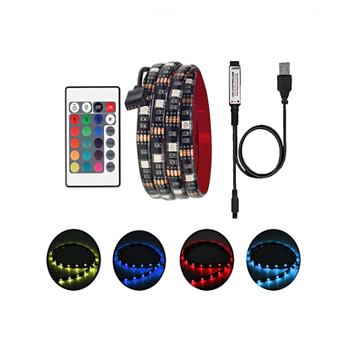 

1m Flexible LED Light Strips RGB Tiktok Lights Remote Controls 30 LEDs 5050 SMD 10mm 1 24Keys Remote Controller 1pc USB TV Background USB Powered