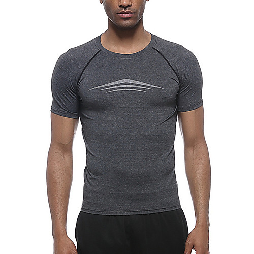 

Men's T shirt Geometric Short Sleeve Daily Tops Cotton Black Gray
