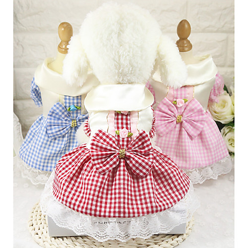 

Dog Dress Polka Dot Plaid / Check Bowknot Stylish Vintage Dog Clothes Puppy Clothes Dog Outfits Red Blue Pink Costume for Girl and Boy Dog Cotton XS S M L XL XXL