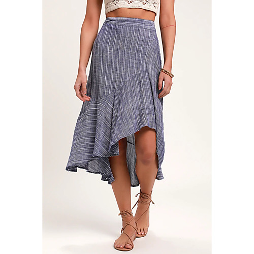 

Women's Daily Wear Basic Skirts Solid Colored Blue