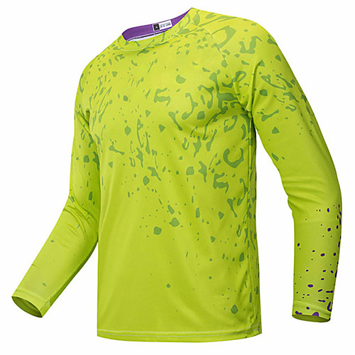 

21Grams Men's Long Sleeve Cycling Jersey Downhill Jersey Dirt Bike Jersey Summer Spandex Polyester Green / Yellow Solid Color Geometic Bike Jersey Top Mountain Bike MTB Road Bike Cycling UV Resistant