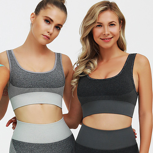 

Women's Sports Bra Medium Support Fashion Dark Grey Red Light Grey Nylon Yoga Fitness Gym Workout Bra Top Sport Activewear Comfort Quick Dry Breathable Freedom High Elasticity