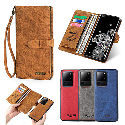 

Case For Samsung Galaxy S20 / S10 / Galaxy S9 / S8 / S7 Wallet / Card Holder / Shockproof Full Body Cases Wood Grain PU Leather / Genuine Leather