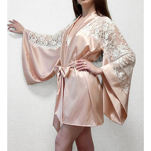 

Women's Cut Out Mesh Lace Sexy Suits Nightwear Jacquard Solid Colored Blushing Pink S M L