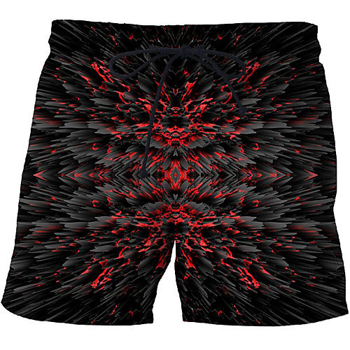 

Men's Sporty Exaggerated Sweatpants Shorts Pants Geometric Pattern Optical Illusion 3D Short Print Rainbow