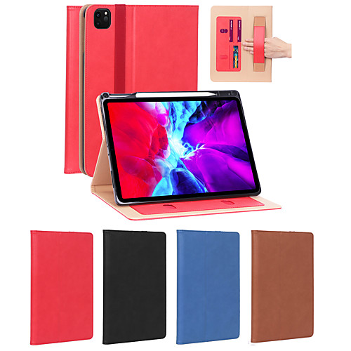 

Case For Apple Ipad Pro 12.9''2020 Card Holder / Shockproof Full Body Cases Solid Colored PU Leather