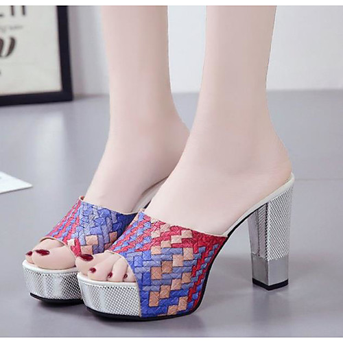 

Women's Sandals Summer Chunky Heel Open Toe Daily PU Green / Blue / Gray