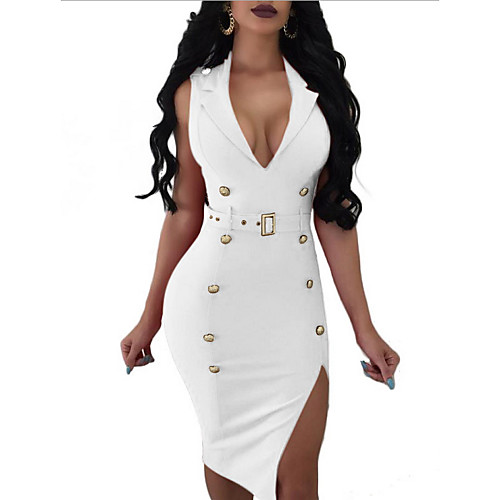 

Women's A Line Dress Blue Yellow White Black Red Sleeveless Solid Color Summer V Neck Hot Elegant Casual 2021 S M L XL XXL