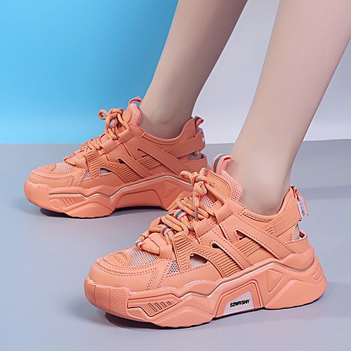 

Women's Trainers / Athletic Shoes Summer Flat Heel Round Toe Daily Mesh White / Orange