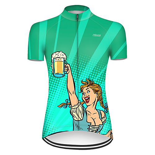 

21Grams Women's Short Sleeve Cycling Jersey Summer Nylon Polyester Green Polka Dot Gradient Oktoberfest Beer Bike Jersey Top Mountain Bike MTB Road Bike Cycling Ultraviolet Resistant Quick Dry