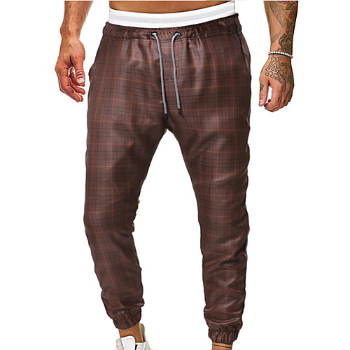 

Men's Basic Slim Chinos Pants - Plaid Drawstring Brown Gray US36 / UK36 / EU44 / US38 / UK38 / EU46 / US40 / UK40 / EU48