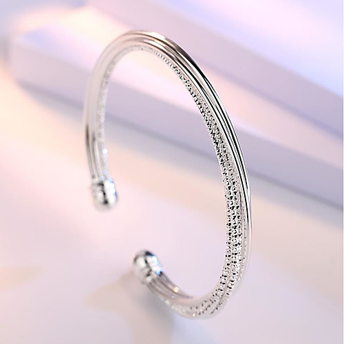 

Women's Bracelet Bangles Cuff Bracelet Figaro Bracelet Classic Fashion Trendy Casual / Sporty Korean Fashion Cute Copper Bracelet Jewelry Silver For Sport Gift Date Birthday Festival / Silver Plated