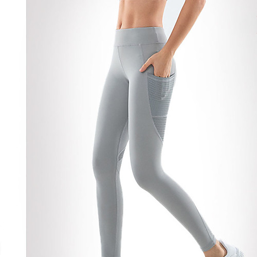 

Women's High Waist Yoga Pants Side Pockets Cropped Leggings Tights Tummy Control Butt Lift Quick Dry Grey White Black Nylon Fitness Gym Workout Running Summer Sports Activewear High Elasticity Skinny
