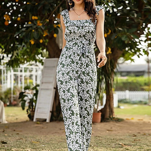 

Women's Active Green Jumpsuit Onesie, Polka Dot S M L