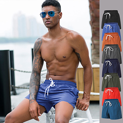 

Men's Running Shorts Athletic Shorts Bottoms Drawstring Fitness Gym Workout Exercise & Fitness Quick Dry Breathable Soft Sport Solid Color Earth Yellow Black Blue Orange Military Green Dark Blue