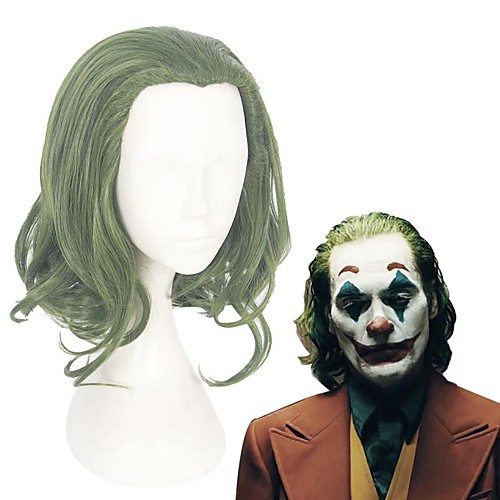 

Cosplay Joker Cosplay Wigs Men's Layered Haircut 14 inch Heat Resistant Fiber Curly Green Teen Adults' Anime Wig