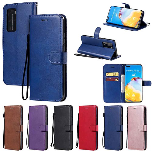 

Case For Huawei P40 / Huawei P40 Pro / Huawei P40 lite Wallet / Card Holder / with Stand Solid Colored PU Leather / TPU for Huawei Mate 30 / Mate 30 Pro / Honor 10 Lite / Honor 9X Pro