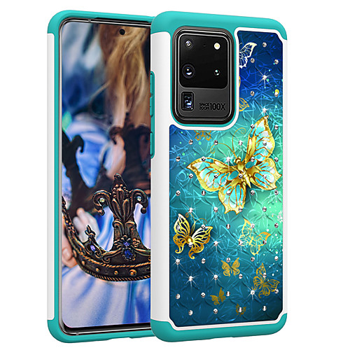 

PC TPU 2in1 Rhinestone Taping Cover Gradient Butterfly Phone Case For Samsung Galaxy S20 S20PLUS S20Ultra S10 S10E S10P S9 S9P S8 S8P