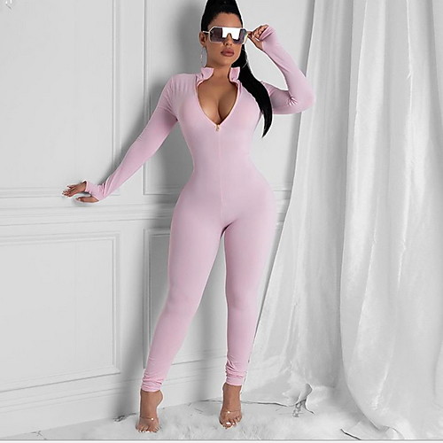 

Women's Blushing Pink Jumpsuit Onesie, Solid Colored S M L