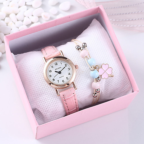 

Women's Quartz Watches Minimalist Fashion Pink PU Leather Chinese Quartz Blushing Pink Chronograph Cute Creative 2 Piece Analog One Year Battery Life