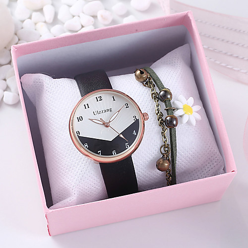 

Women's Quartz Watches New Arrival Fashion Black White Blue PU Leather Chinese Quartz White Black Blue Chronograph Cute New Design 2 Piece Analog One Year Battery Life