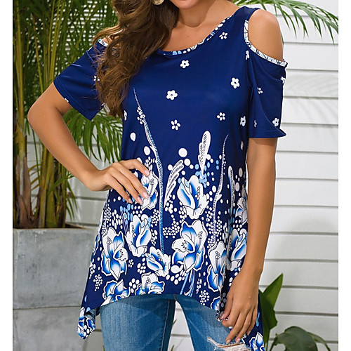 

Women's Plus Size Geometric T-shirt Daily Weekend Wine / Black / Blue / Green