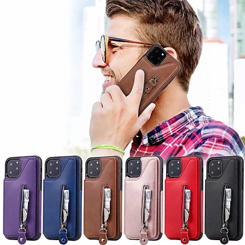 

Case For Apple iPhone 11 / iPhone 11 Pro / iPhone 11 Pro Max Card Holder / Shockproof / Dustproof Back Cover Solid Colored PU Leather / TPU
