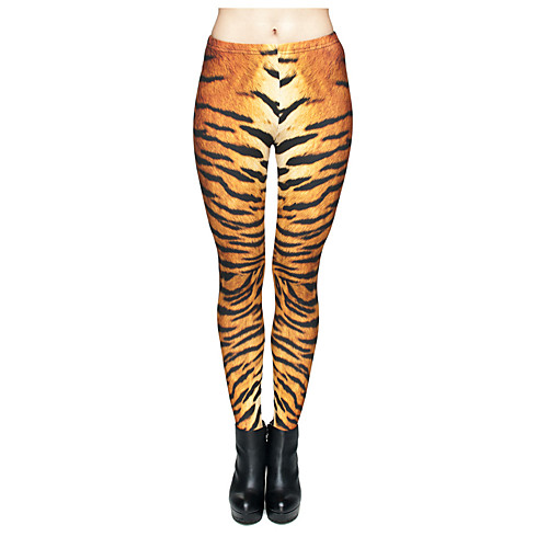 

Women's Sporty Comfort Sports Gym Yoga Leggings Pants Patterned Animal Ankle-Length Print Yellow