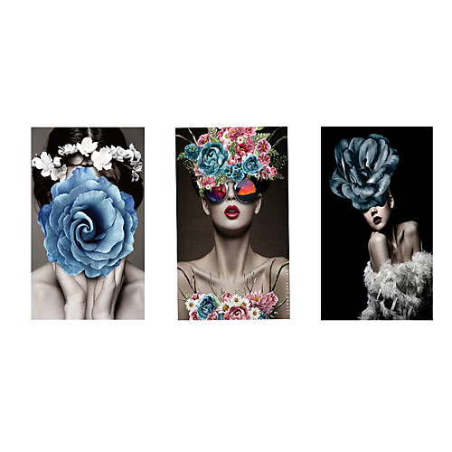 

3 Panel Wall Art Canvas Prints Painting Artwork Picture Portrait Woman Butterfly Home Decoration Décor Stretched Frame / Rolled