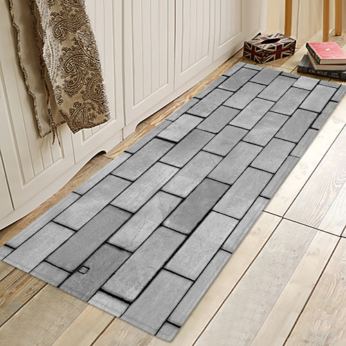 

Grey Brick Print High Quality Memory Foam Bathroom Carpet and Door Mat Non-slip Absorbent Super Comfortable Flannel Bathroom Carpet Bed Rug