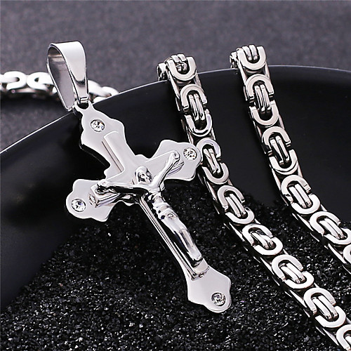 

Men's Necklace Crossover Artistic Classic Titanium Steel Silver 55 cm Necklace Jewelry 1pc For Anniversary Street Festival