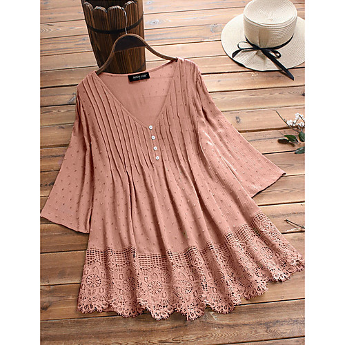 

Women's Solid Colored Blouse Daily Wine / White / Black / Blushing Pink / Green / Light Green / Navy Blue / Light Blue