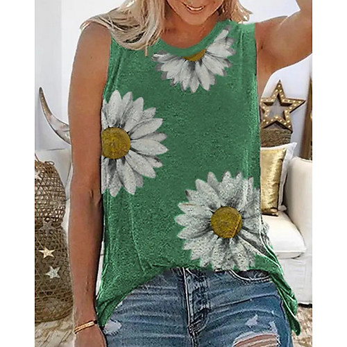 

Women's Floral Sun Flower Tank Top Daily Black / Red / Khaki / Green / Light Blue