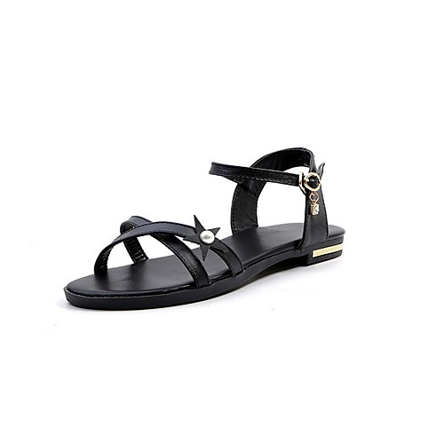 

Women's Sandals Flat Sandal Summer Flat Heel Open Toe Daily PU White / Black