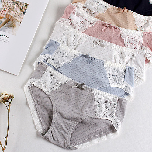 

Women's Lace / Basic Brief - Normal Mid Waist Blushing Pink Khaki Blue One-Size