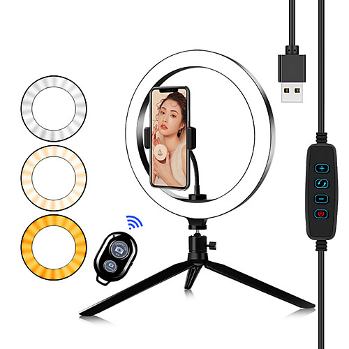 

16CM/20CM/26CM Photography Table LED Light Tripod Ring Lamp Youtube Video Live Photo Studio Bluetooth Selfie Stick Makeup Light For Phone