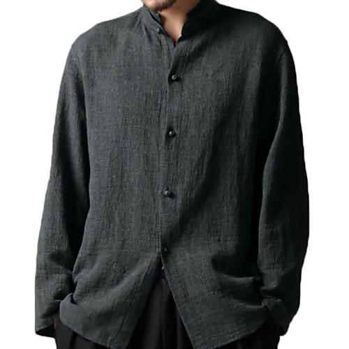 

Men's Solid Colored Shirt Daily Round Neck Black / Red / Green / Navy Blue / Gray / Long Sleeve