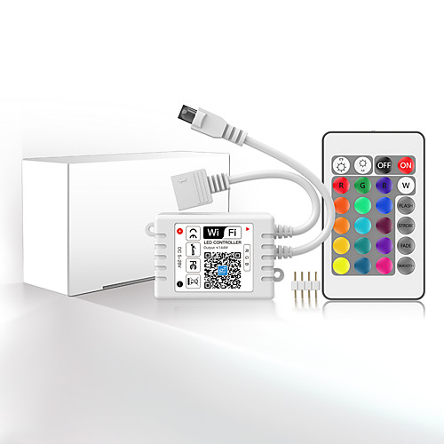 

WiFi Wireless LED Smart Controller Working with Android and IOS System Mobile Phone Free App for RGB LED Light 5V to 28V DC 4A Comes With One 24 Keys Remote Control