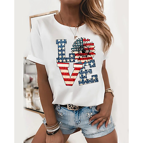 

Women's National Flag Graphic Print T-shirt Basic Casual / Daily White