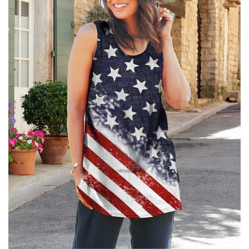 

Women's Rainbow National Flag American flag Print Tank Top Daily Rainbow