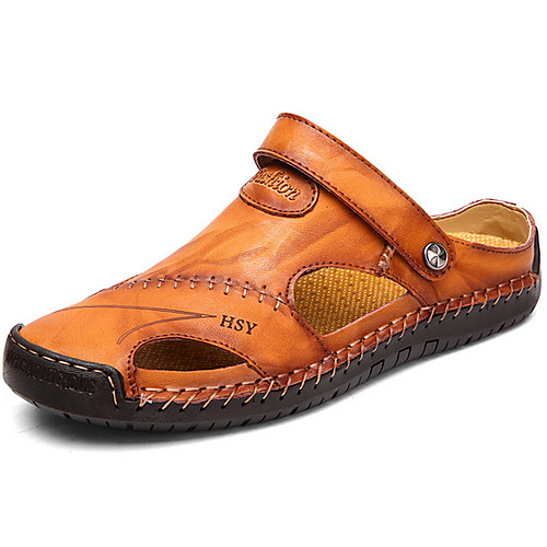 

Men's Sandals Outdoor PU Non-slipping Yellow Black Brown Summer