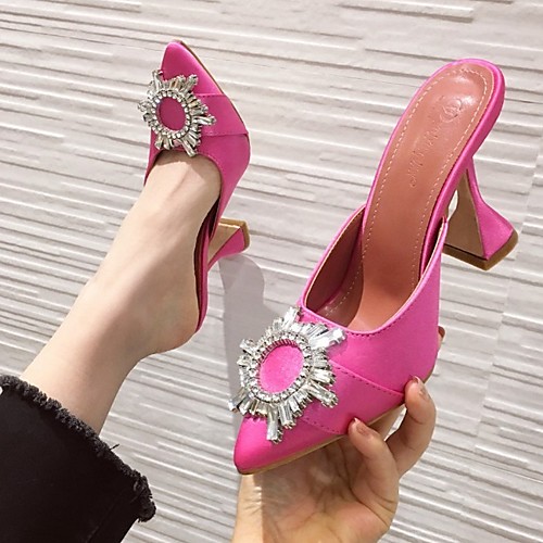

Women's Slippers & Flip-Flops Summer Flared Heel Pointed Toe Daily PU Black / Fuchsia / Blue