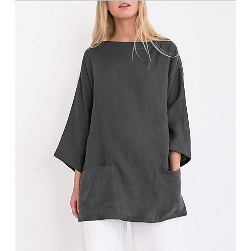 

Women's Solid Colored Blouse Daily Weekend Off Shoulder Blue / Red / Navy Blue / Gray